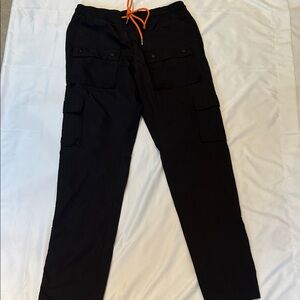 EPTM Men's Black Cargo Pants with Orange Drawstring